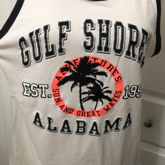 NWOT Women’s Gulf Shores Alabama Tank, White with Charcoal Gray piping, Large - Picture 2 of 8